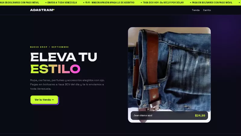 Página de inicio de Adastram Store
