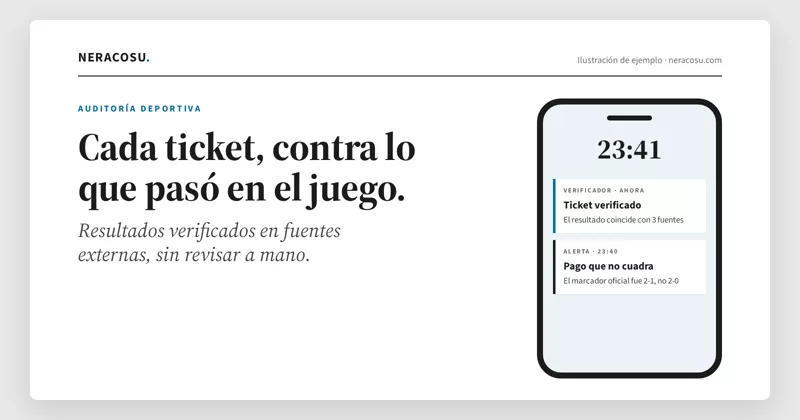 Ilustración de ejemplo: verificador de tickets deportivos con alertas