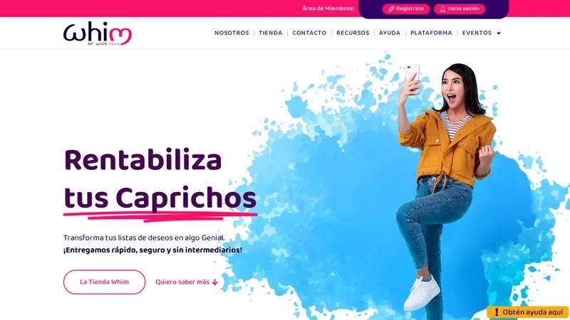 Página de inicio de MyWhimTeam