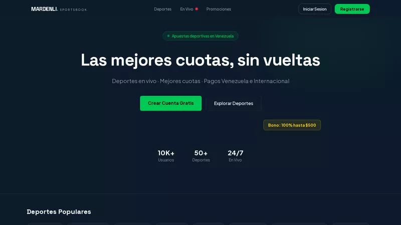 Página de inicio de Mardenli Sportsbook