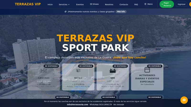 Página de inicio de Terrazas VIP Sport Park